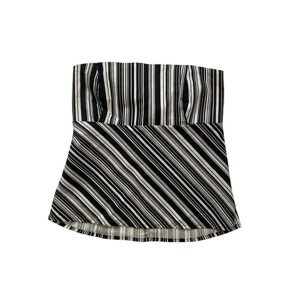 Y2k Charlotte Russe Black and White Stripe Tube Top - Picture 1 of 3